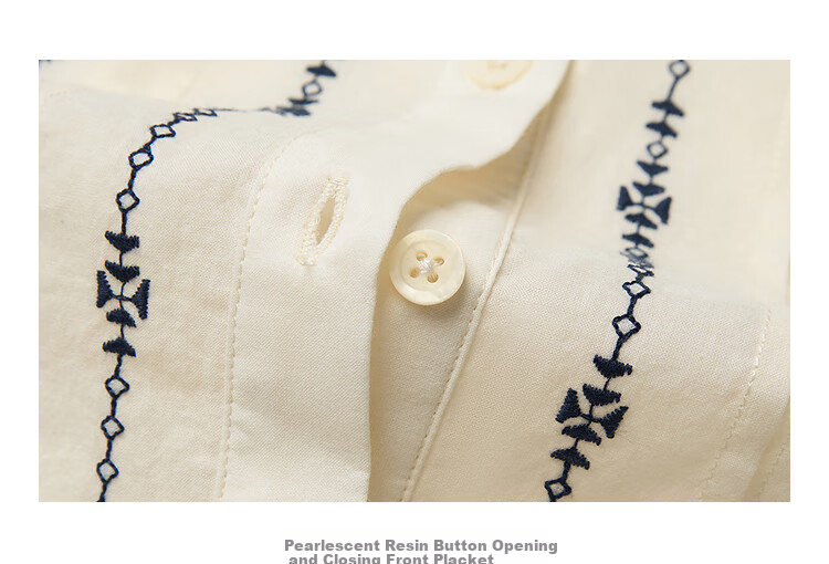 Inman French Style 100% Cotton Embroidered Shirt Summer Women's Casual Vacation Short Sleeve Blouse Beige M 5