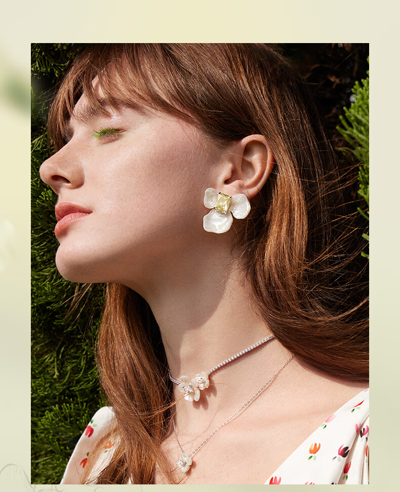 HEFANG Jewelry, White Iris Sugar Cube Earrings, Birthday Gift [520 Valentine's Day Gift], Present for Girlfriend 3