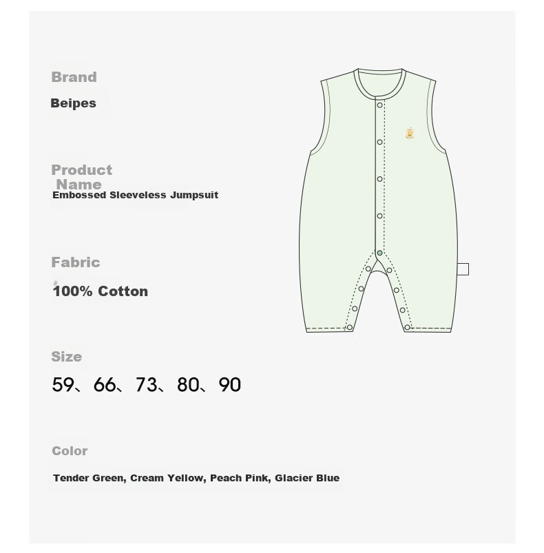 Beitaisi Baby Clothes, Summer Thin Breathable Sleeveless Onesie, Pure Cotton Romper for Boys And Girls, Sleepwear 22