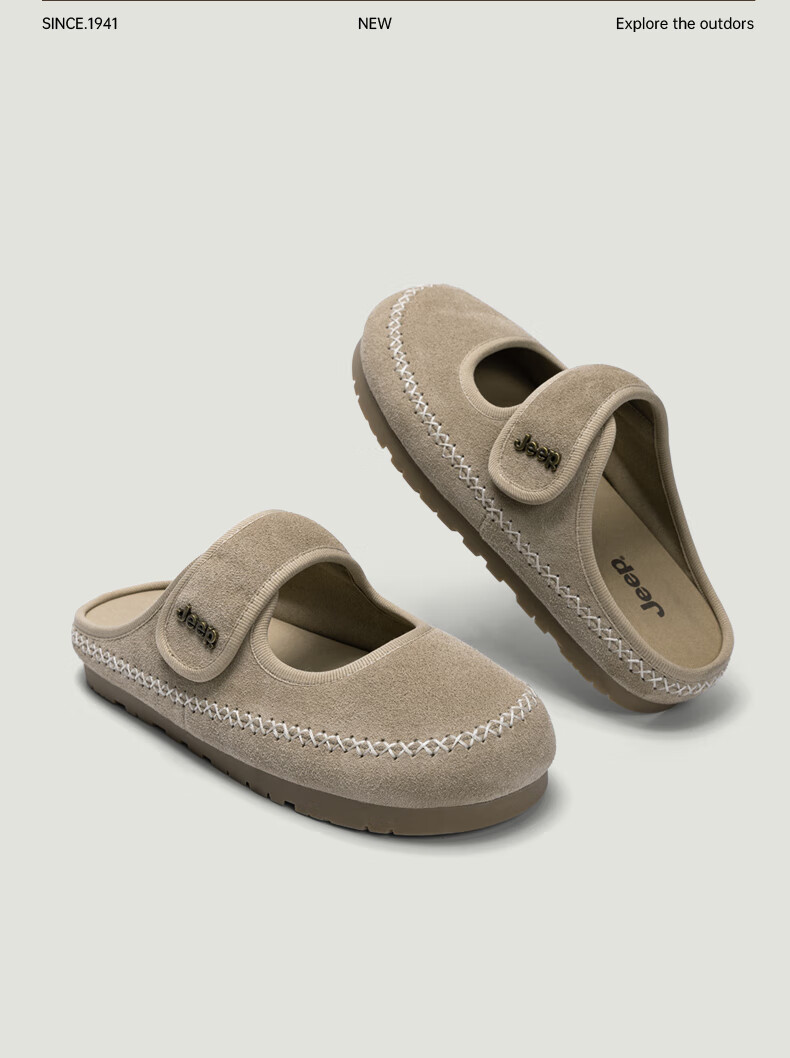 Jeep Baotou Birkenstock New Summer Breathable Slip-On Casual Mary Jane Women's Sandals Brown Size 36 16