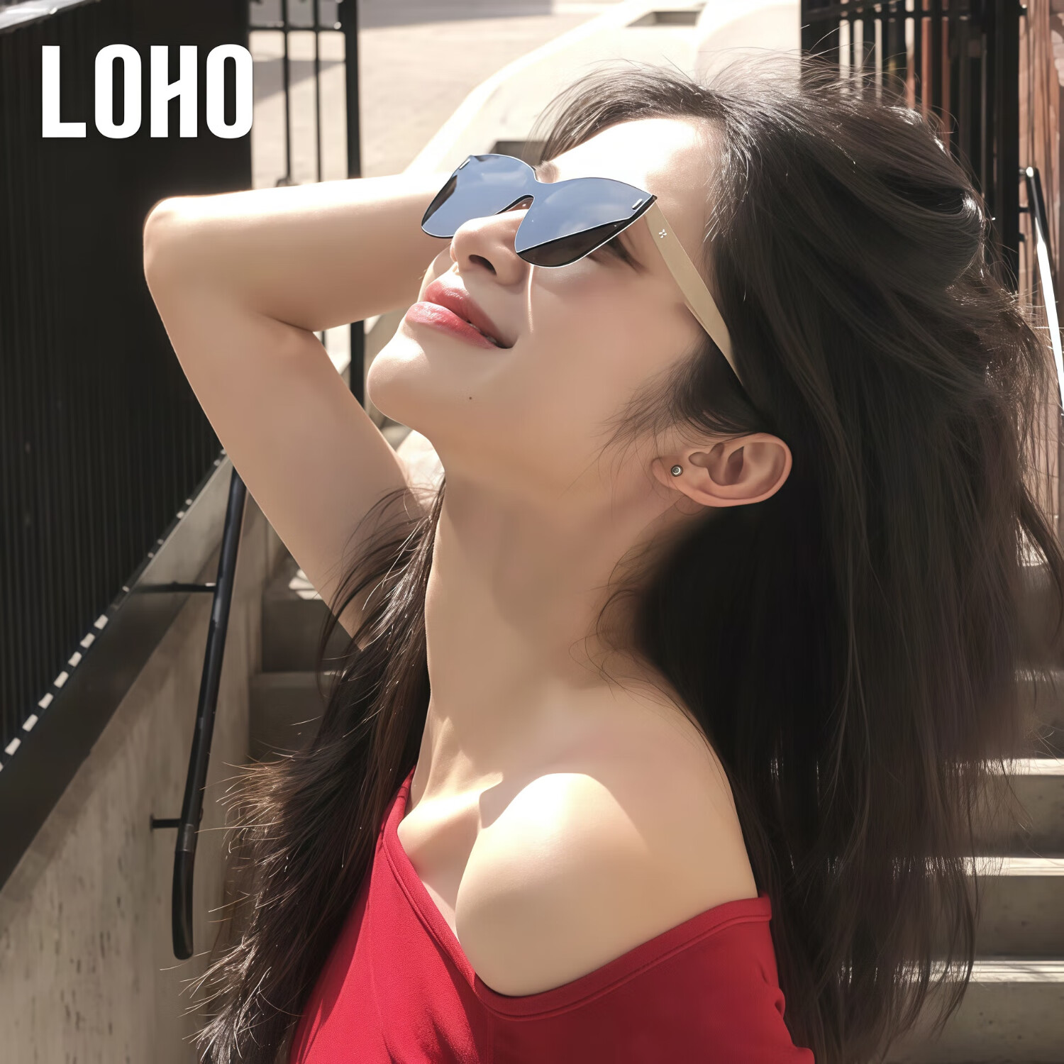 LOHO Sunglasses, 2025 New Cat-Eye High-End Color-Blocking Sunglasses, Full Lens Surface, High-Definition Sun Protection And Eye Protection Glasses for Women And Me