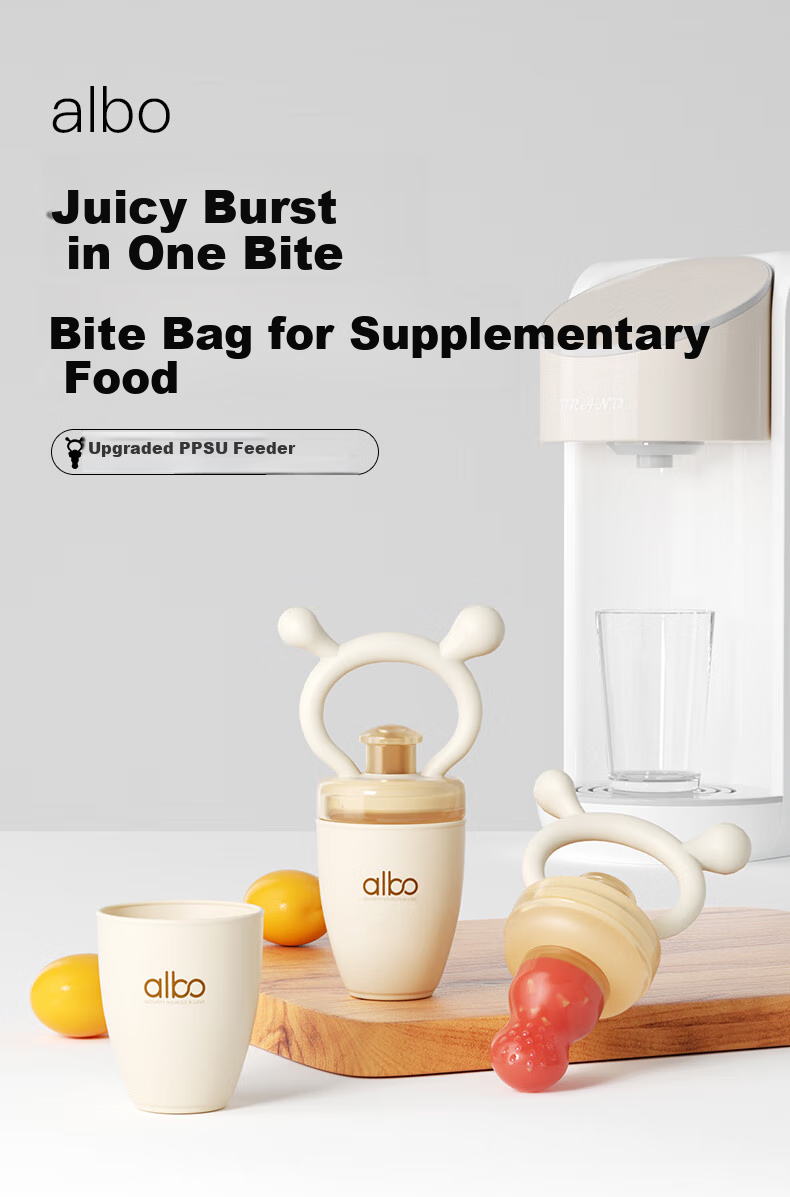 Albo Bite Bag, Baby Fruit Eating Tool, Bite Le Baby Soothing Teether, Push-Forward Fruit And Vegetable Supplementary Food Device 1