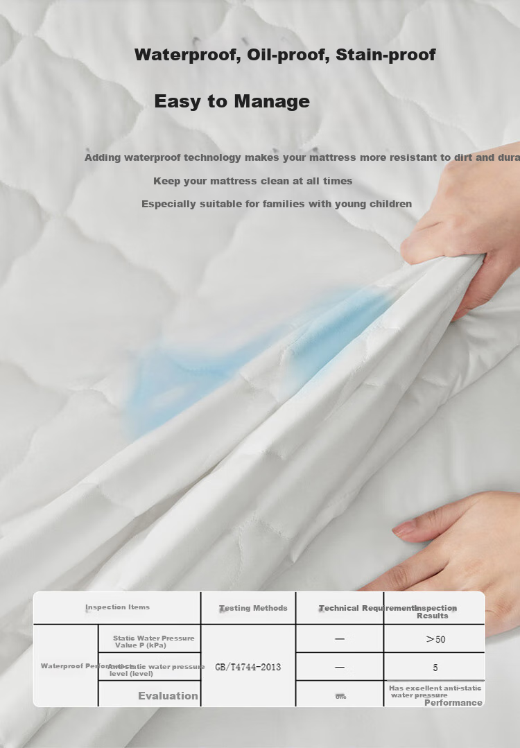 LUOLAI Home Textiles Mattress Pad, Washable Antibacterial Waterproof Bed Protector, Mattress Cover, Gray, for 1.5-Meter Bed 6