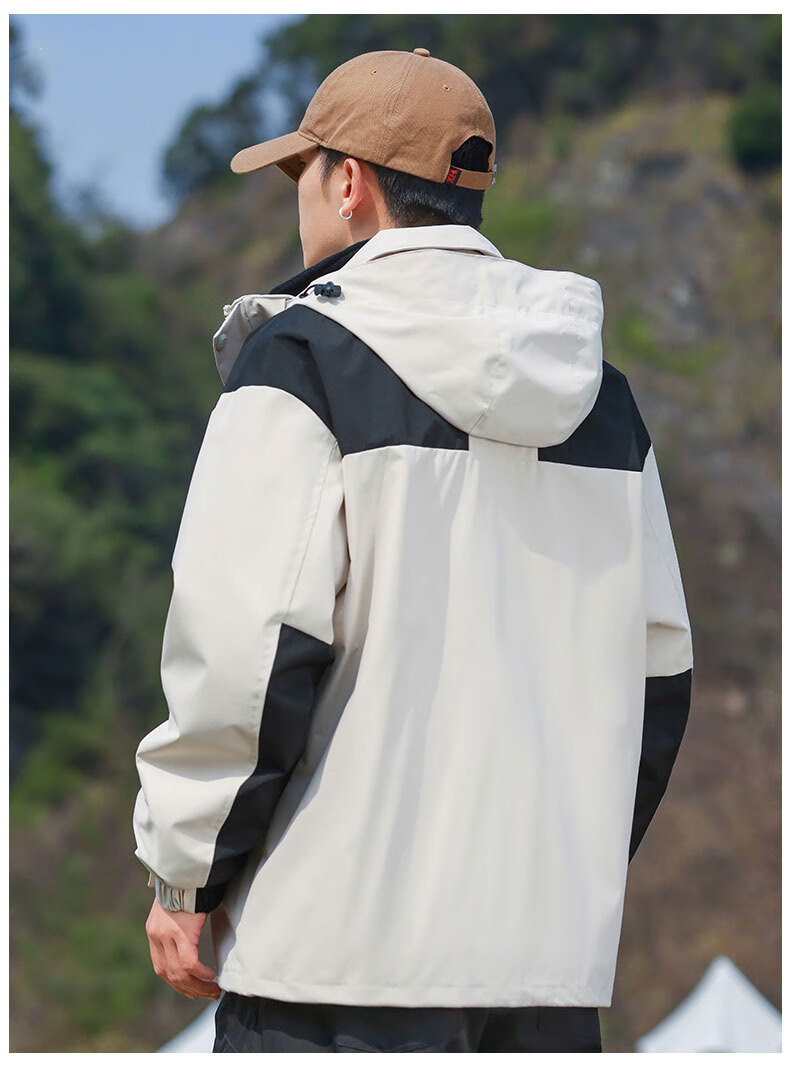 EASTERN CAMEL Couple's Three-In Waterproof Jacket, Men's And Women's Outdoor Sports Coat, Windproof Outerwear, Khaki Color Single Layer, Size S 7