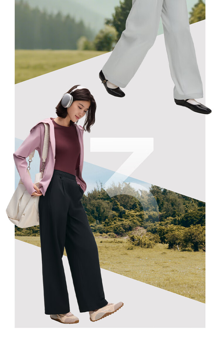 Beneunder Woven Straight-Leg Pants for Women 25 Autumn Winter New Mid-Warm Fleece Lined Windproof Water-Repellent Sports Casual Pants WB146 20