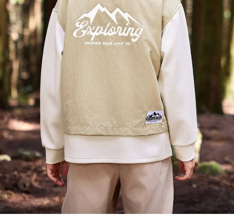 361° Children's Clothing, Boys' Sweatshirt for Fall 2025, Big Kids' Faux Two-Piece Workwear with Pockets, Sports Outdoor Top, Beige, Size 160 8