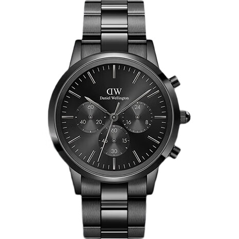 Мужские часы Daniel Wellington DW642, кварцевые, хронограф, стальные, черные