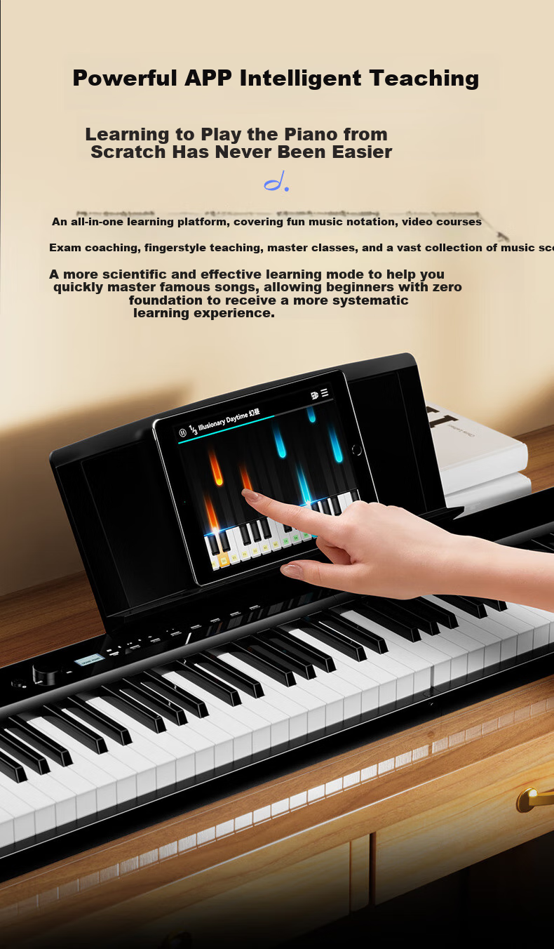 Terence Digital Piano, 88-Key Weighted Hammer Action, Foldable Electronic Piano V70, Portable Digital Piano for Adults And Childre 15