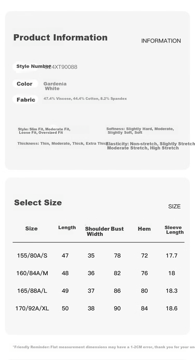 Olrain Square Neck Classic Shoulder Versatile T-Shirt Summer Women's Elegant Simple Stretchy Comfortable Base Top Gardenia White S 12