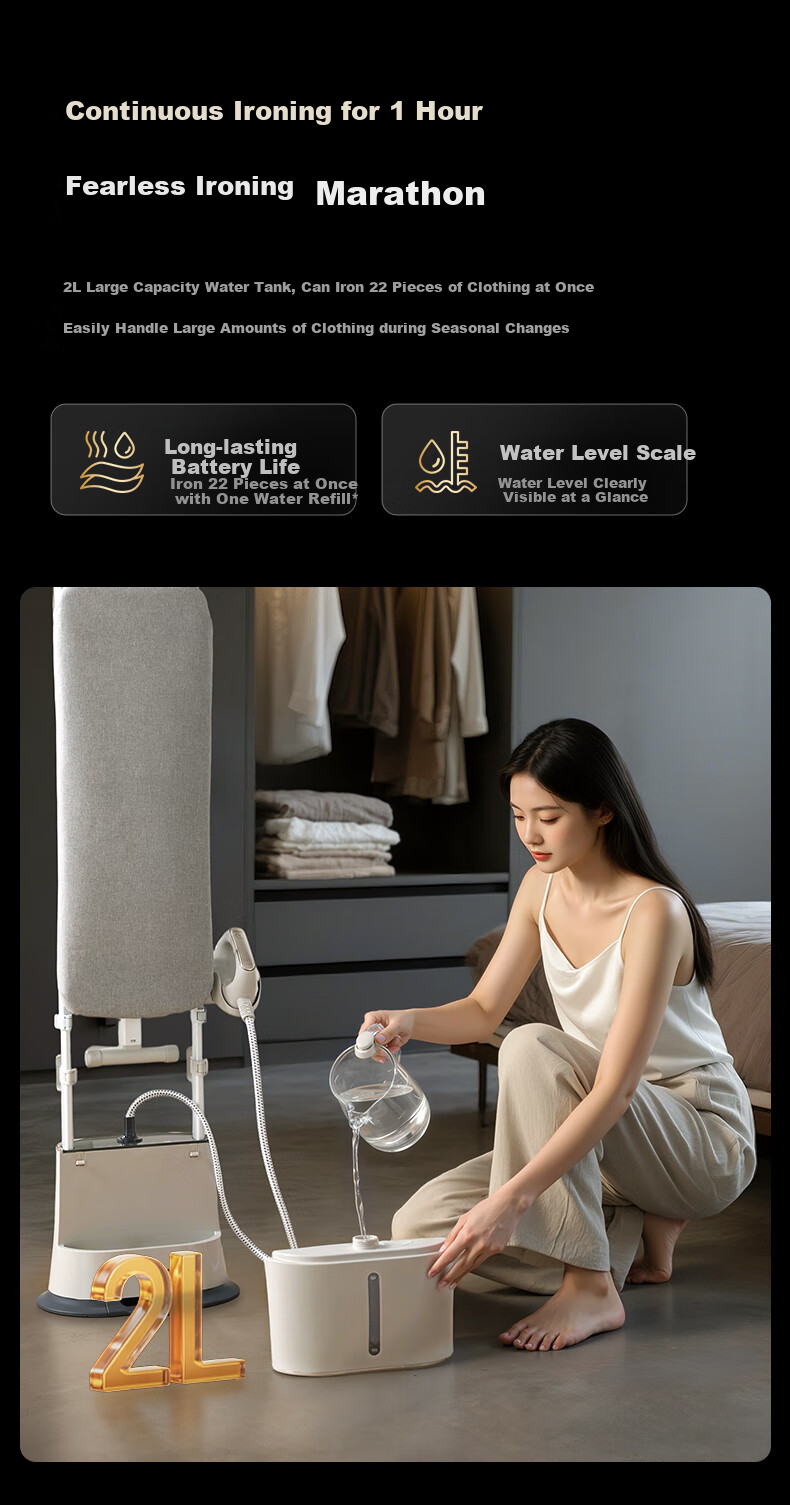 Midea [Gao Ding Huxing 5.0] Upright Garment Steamer/iron 44g/min High Steam All-In Flat Iron for Formal Wear, Clothing Store, Non-Destructive Care Machine YGD40N1 8