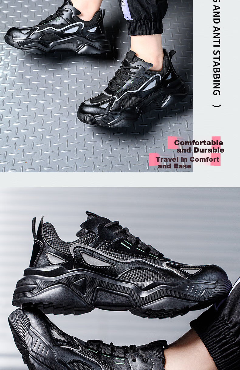 FUCHENG Women's Safety Shoes, Small Size, Lightweight, Breathable, Comfortable, Anti-Smashing, Anti-Puncture, Solid, Wear-Resistant, Safety Work Shoes 368 38 13