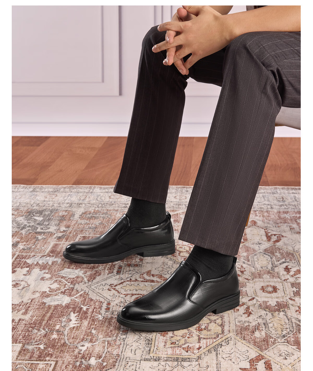 Aokang Men's Shoes, Autumn New Derby Shoes, Business Formal Wear, Non-Slip, Work Commute Cowhide Shoes, Black (Lace-Up Size 41) 9