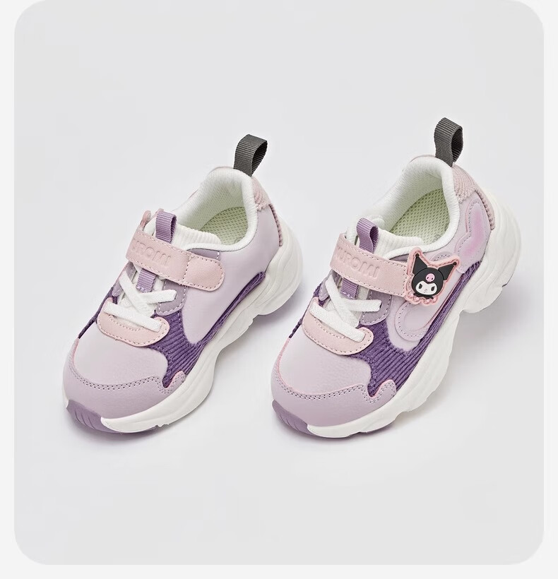 DAVE & BELLA Kuromi Co-Branded Children's Sneakers, Autumn Girls' Antibacterial Non-Slip Shoes for Older Kids 11