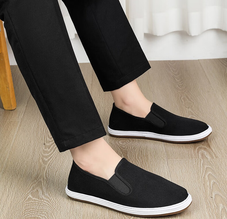 Lifeng Old Beijing Cloth Shoes Men's Genuine Handmade Thousand-Layer Mugwort Odor-Resistant Cowhide Sole Breathable Casual Shoes Black Size 40 14