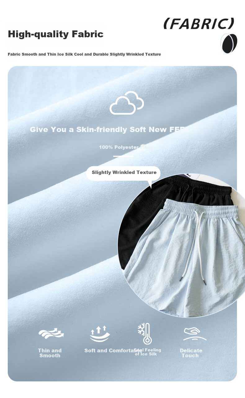 Jeanswest Women's Shorts for Outdoor Wear, Summer New Fashion Versatile Cool Milk Puff Pants, High-Waisted Slimming A-Line Shorts 6
