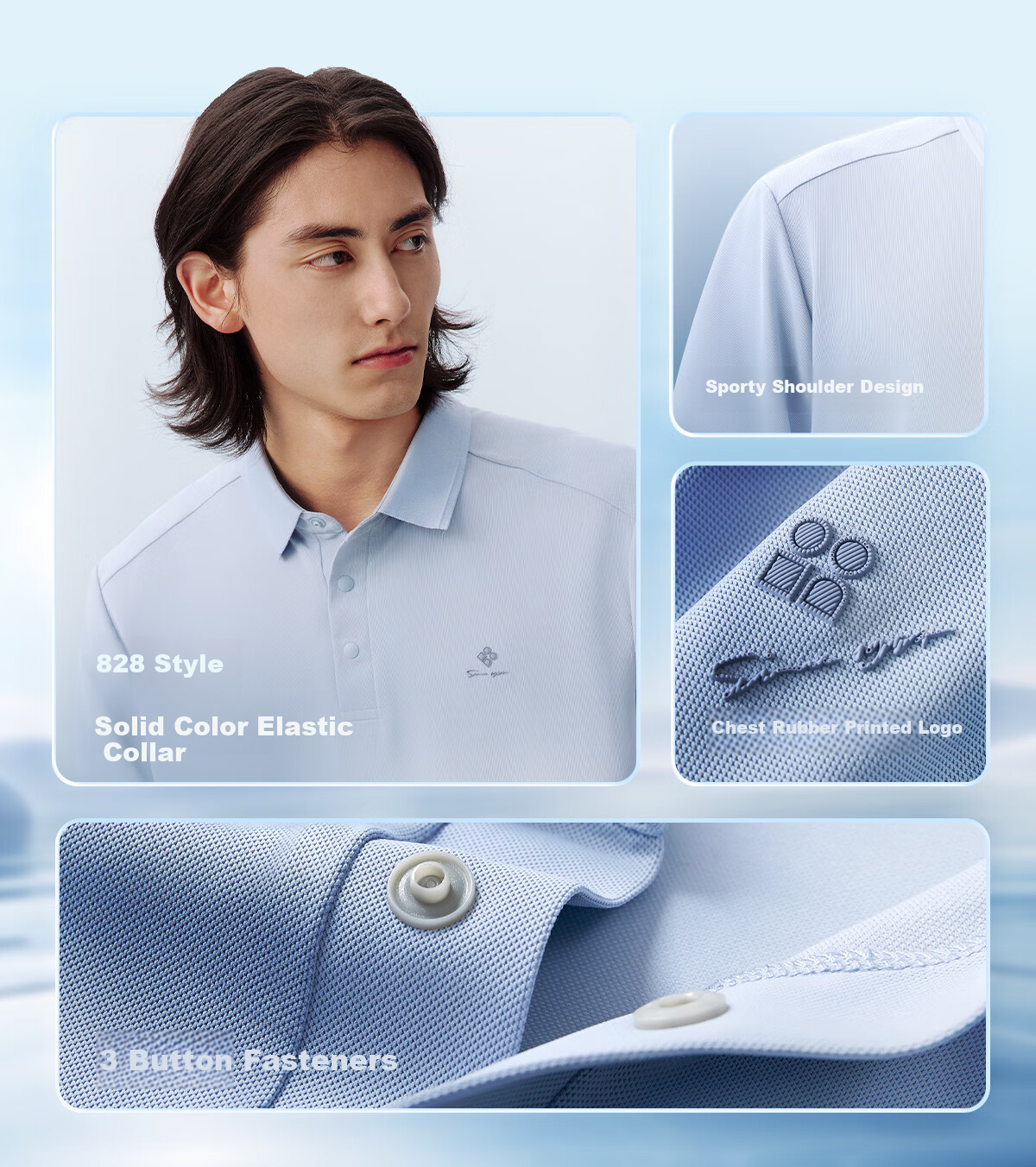 Hodo Ice Skin Ice Silk Short Sleeve Polo Shirt Strong Cooling Antibacterial Stretch Collar T-Shirt 11
