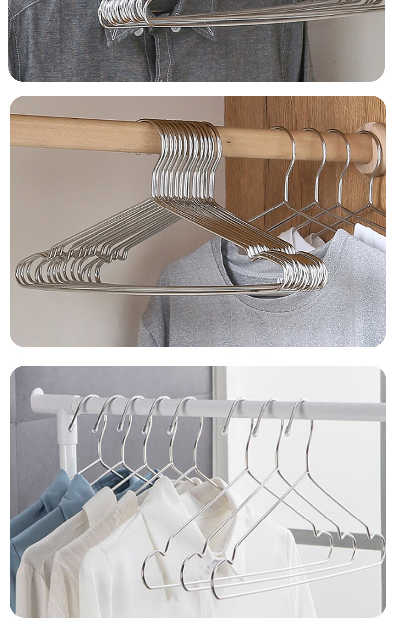 Bingyou Clothes Hangers Set of 10, Stainless Steel Solid Drying Rack, Thickened Children's Clothing Hanger for Drying, 40cm Wide 8