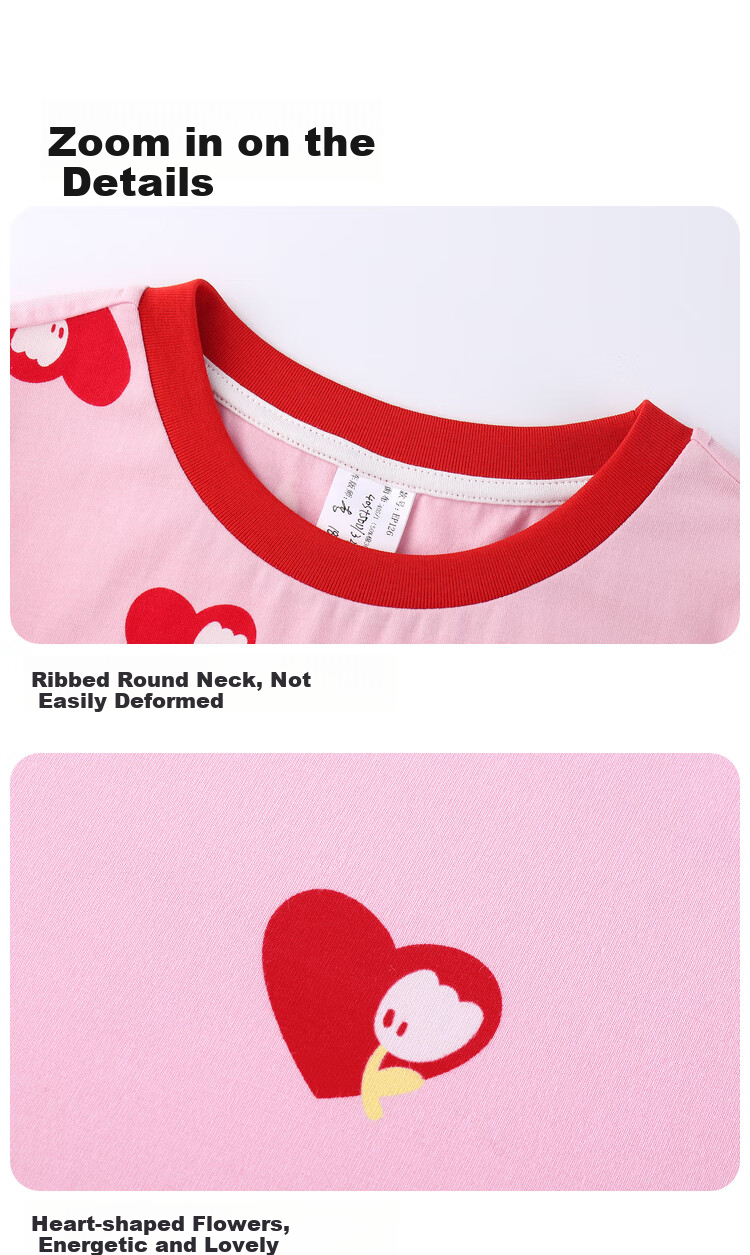 Annil [3A Grade Antibacterial] Girls' Short-Sleeve Loungewear Set, Summer Pajamas, Loose-Fitting 10