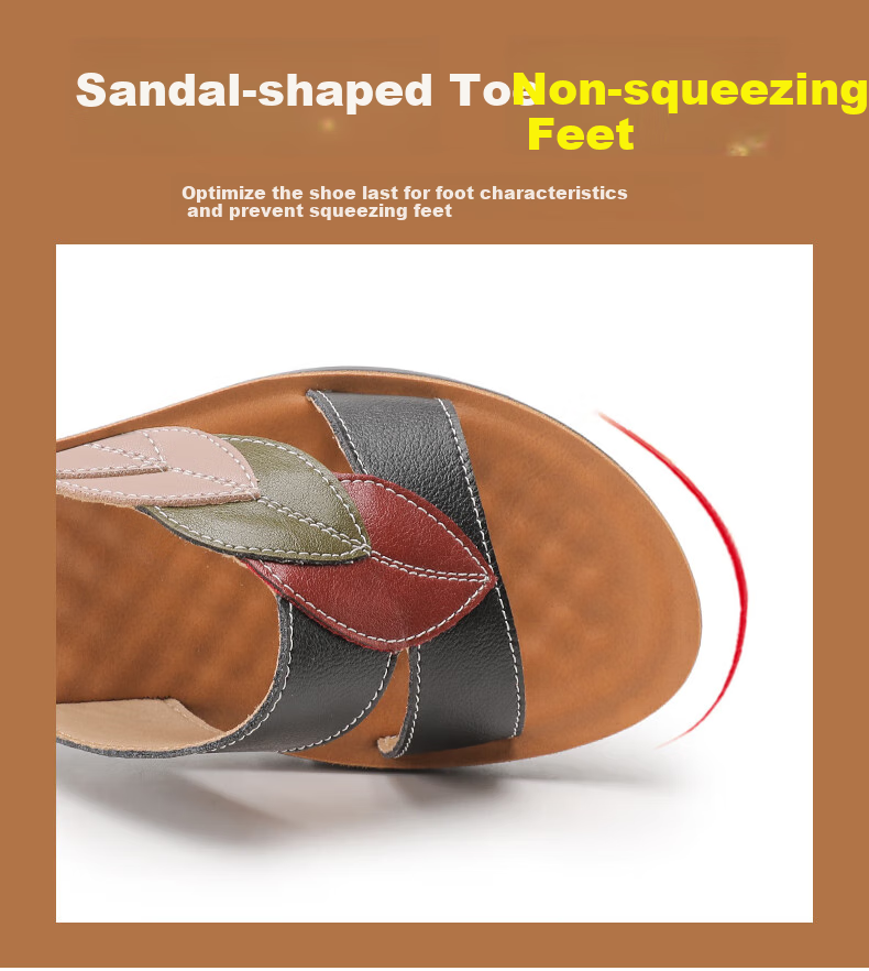 Huili Mom's Sandals for Middle-Aged And Elderly Women, 2026 New Summer Style, Soft-Soled Genuine Leather Slippers for Seniors, 0680 Beige, Size 35 4