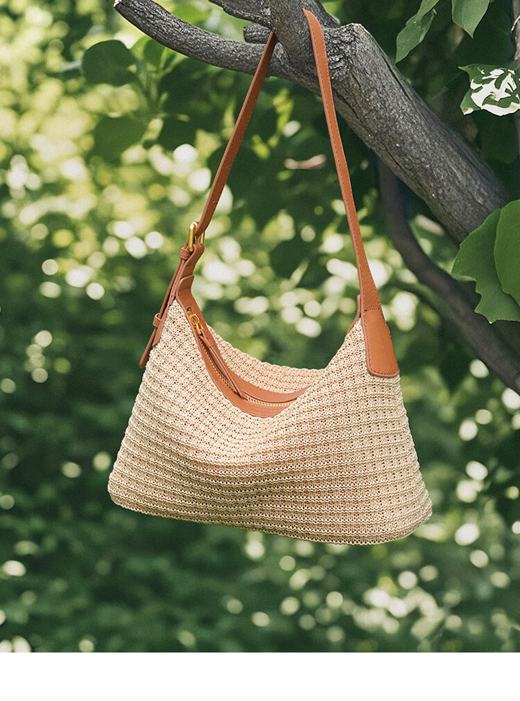 Mood New Casual Vacation Beach Bag, Hobo Underarm Bag, Commuter Tote Crossbody Woven Bag, Birthday Gift 10