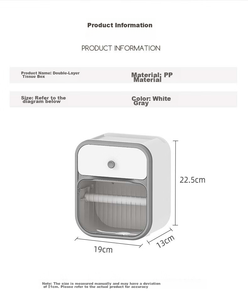Shangmeide Wall-Mounted Waterproof Storage Rack, No-Drill Bathroom Tissue Box Holder, Paper Towel Dispenser 8