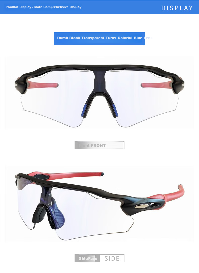 DRATRA Cycling Glasses for Men, Polarized Photochromic Mountain Bike Outdoor Running Anti-Fog Windproof Sand-Proof Goggles, Father's Day Gift 4