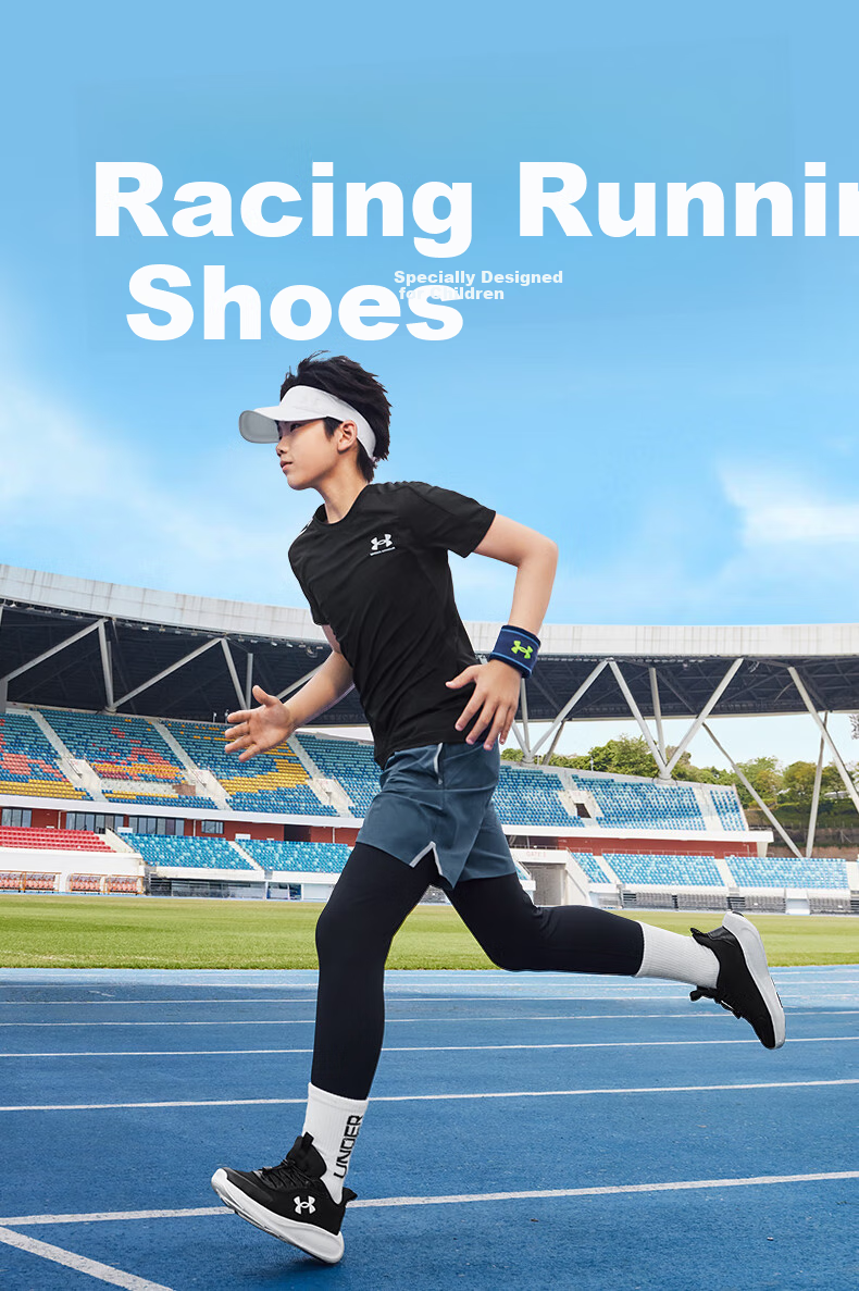 Under Armour Spring And Summer Children's Running Shoes for Boys And Girls, Breathable Mesh Upper, Non-Slip Straps, Comfortable Physical Exam Sports Shoes 1