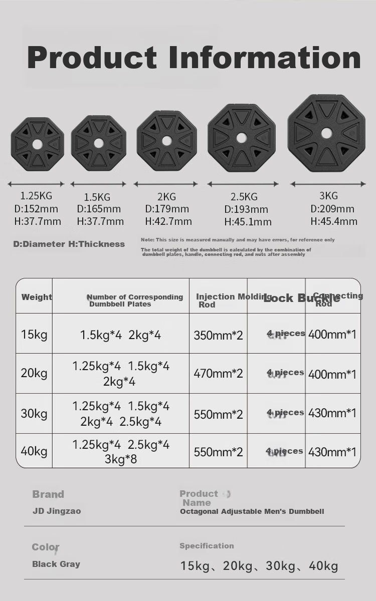 JD Original Dumbbell And Barbell Set, 40KG Adjustable Detachable Octagonal Stable Model 11
