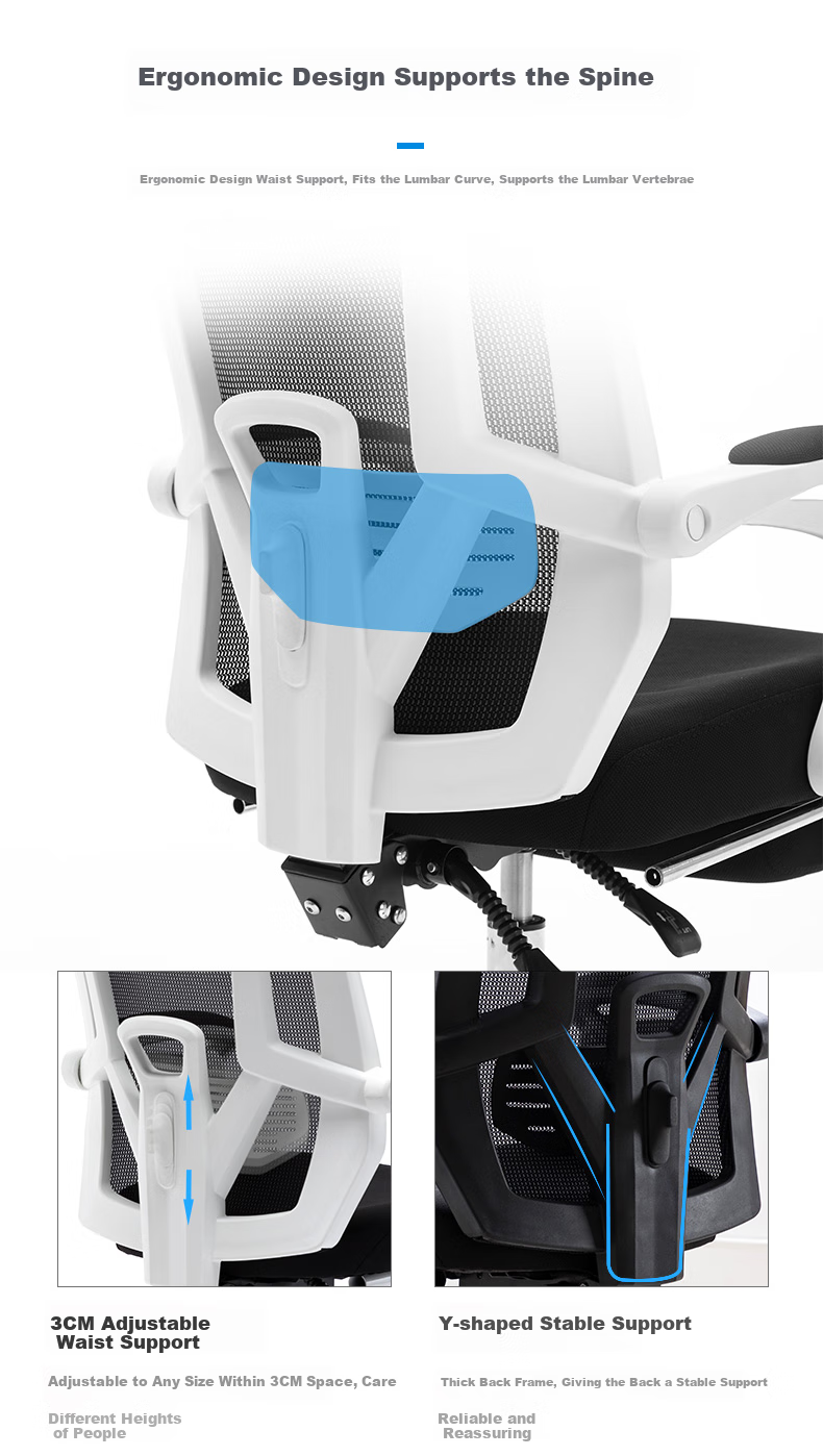BECAUSES Ergonomic Office Chair, Comfortable for Long Sitting, Breathable Executive Chair, Reclining Gaming Swivel Chair 0835 Black 5