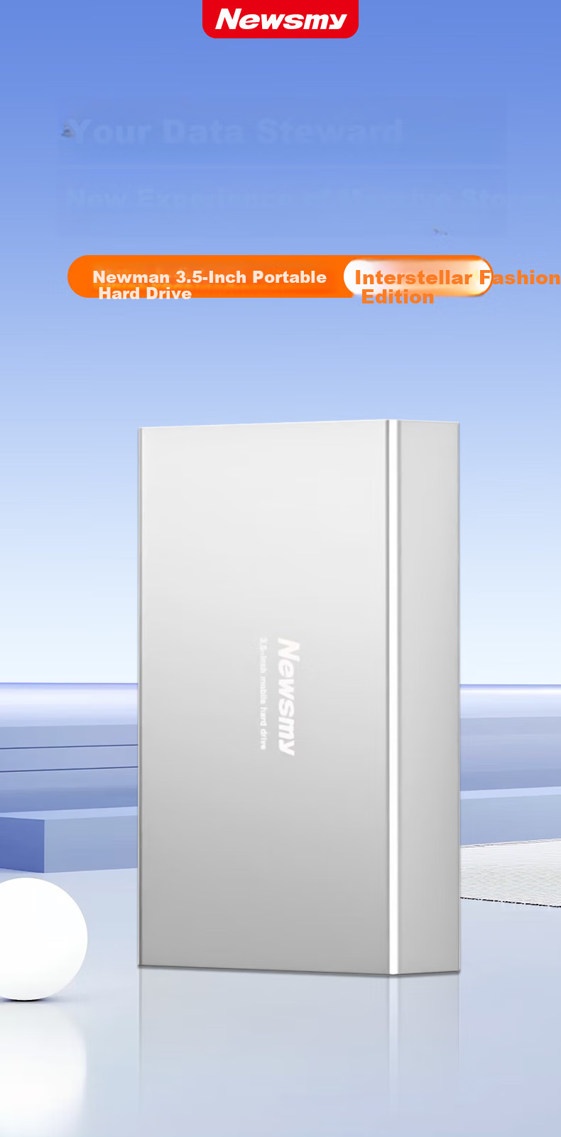 Newsmy 4TB Mechanical Hard Drive, 3.5-Inch Desktop Storage, Xingji Series Fashion Edition, Type-C USB3.1, Space Silver, Metal Shell, Large Capacity 2