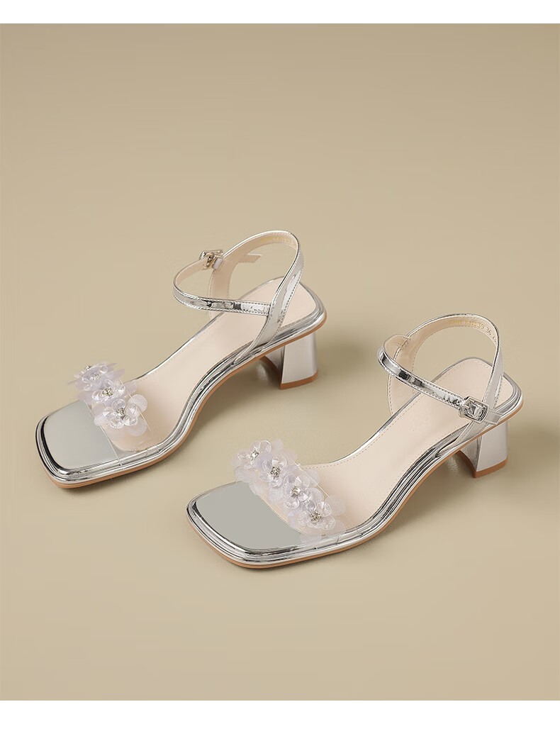 ZHR Women's Summer Sandals Fairy Style Thick High Heels Open Toe One-Strap Shoes with Skirt KN139 Beige Size 35 19