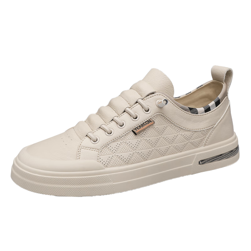 Yierkang Men's Casual Sneakers, New Low-Top Ultra-Light Flat Shoes, All-Season Sports Slip-On Youth Shoes, Khaki, Size 40