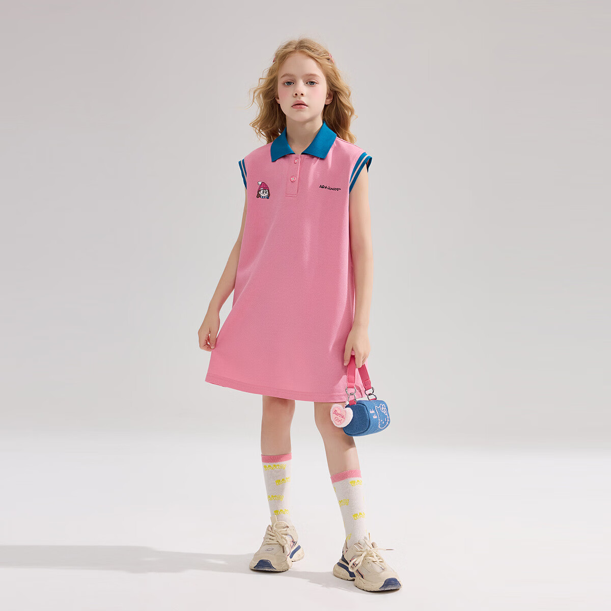 ASK JUNIOR Children's Summer Dress, Sleeveless POLO Collar Dress, T-Shirt Dress for Girls