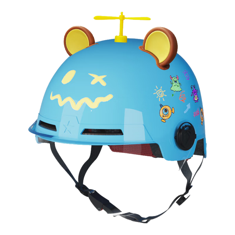 Luyuan Electric Bike Helmet Parent-Child Adult and Kids Helmet 3-6 Years Summer Cute Boys and Girls Safety Cap Baby 3-12 Years Blue 3C Transparent Short Visor