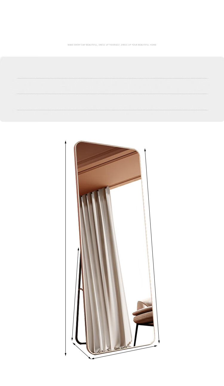 XINGKAI Full-Length Dressing Mirror Wall-Mounted Floor Mirror for Bedroom JY89 Gold 146*36cm 10