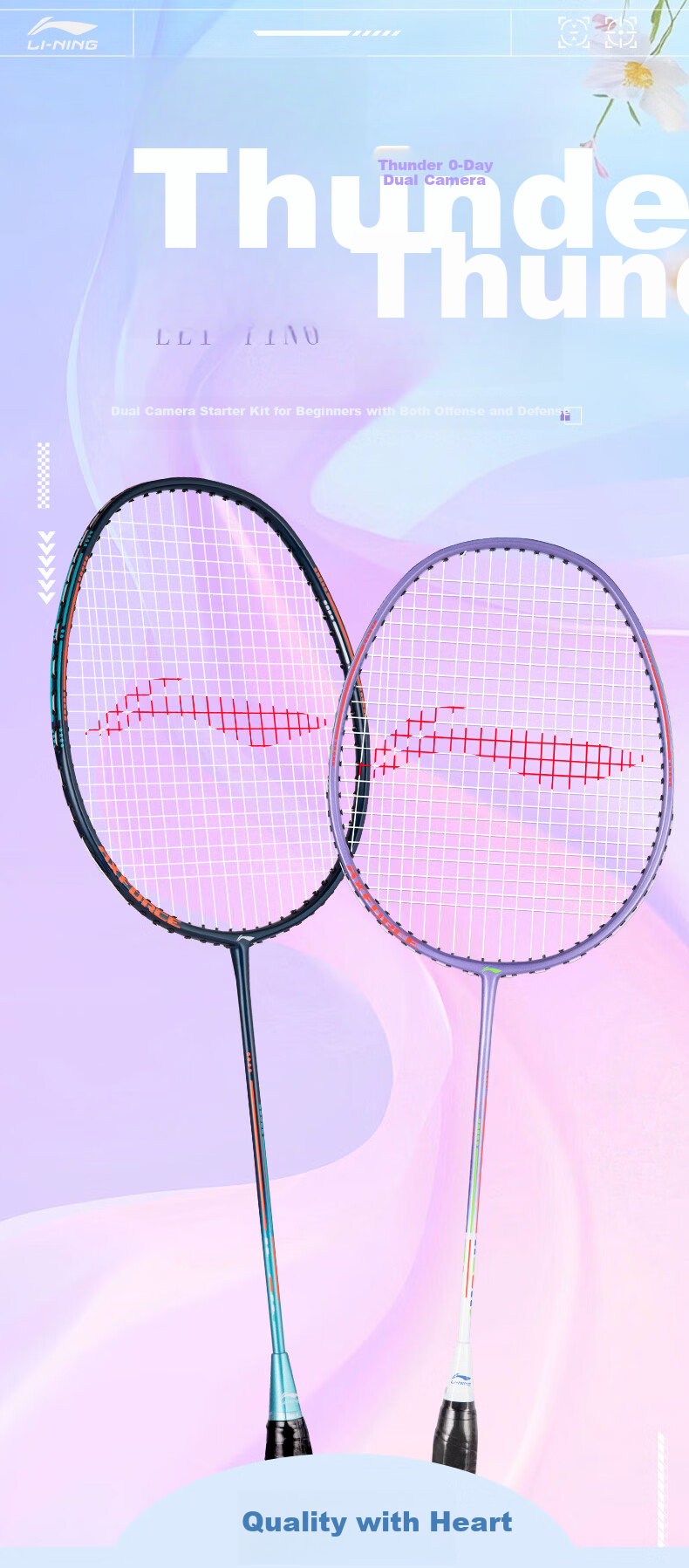 Li-Ning Badminton Racket, Leiting 08 Blue And Purple, Leisure And Casual Student Sports Doubles Racket 1