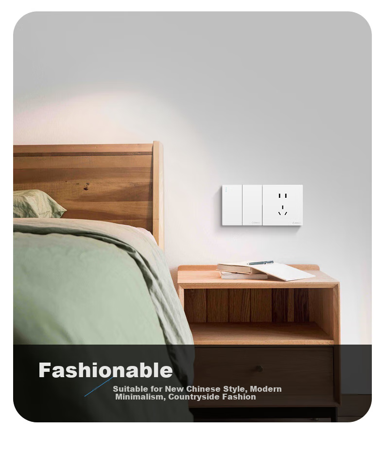 FDD Socket Panel, 86-Type Wall Power Switch, Concealed Recessed Five-Hole Socket, Frameless Large Panel, White, USB+Type-C Five-Hole [20W] White 5