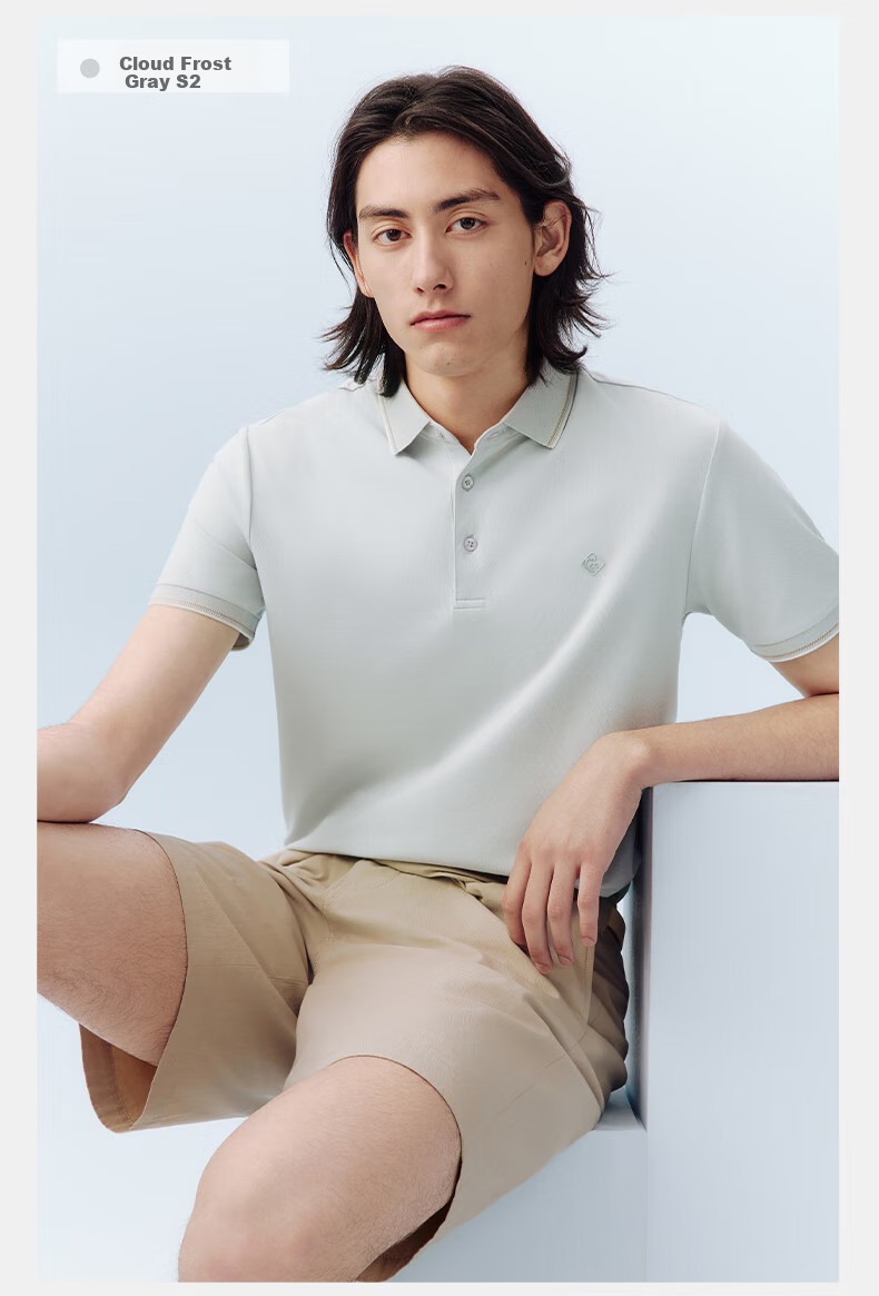 Hodo [Lin Gengxin's Style] Modal Silk Short-Sleeve Cool-Feeling Antibacterial Polo Shirt, Turn-Down Collar T-Shirt 26