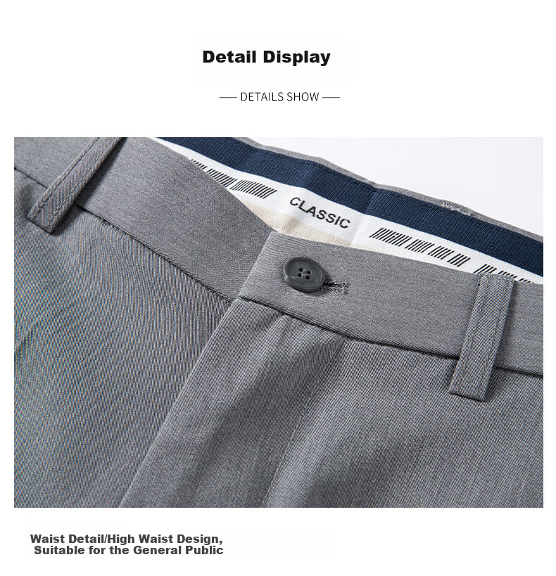 ROMON [Easy-Care] Men's Wrinkle-Resistant Non-Iron Business Suit Pants, Casual Trousers, Dad's Elastic Straight-Leg Pants 21