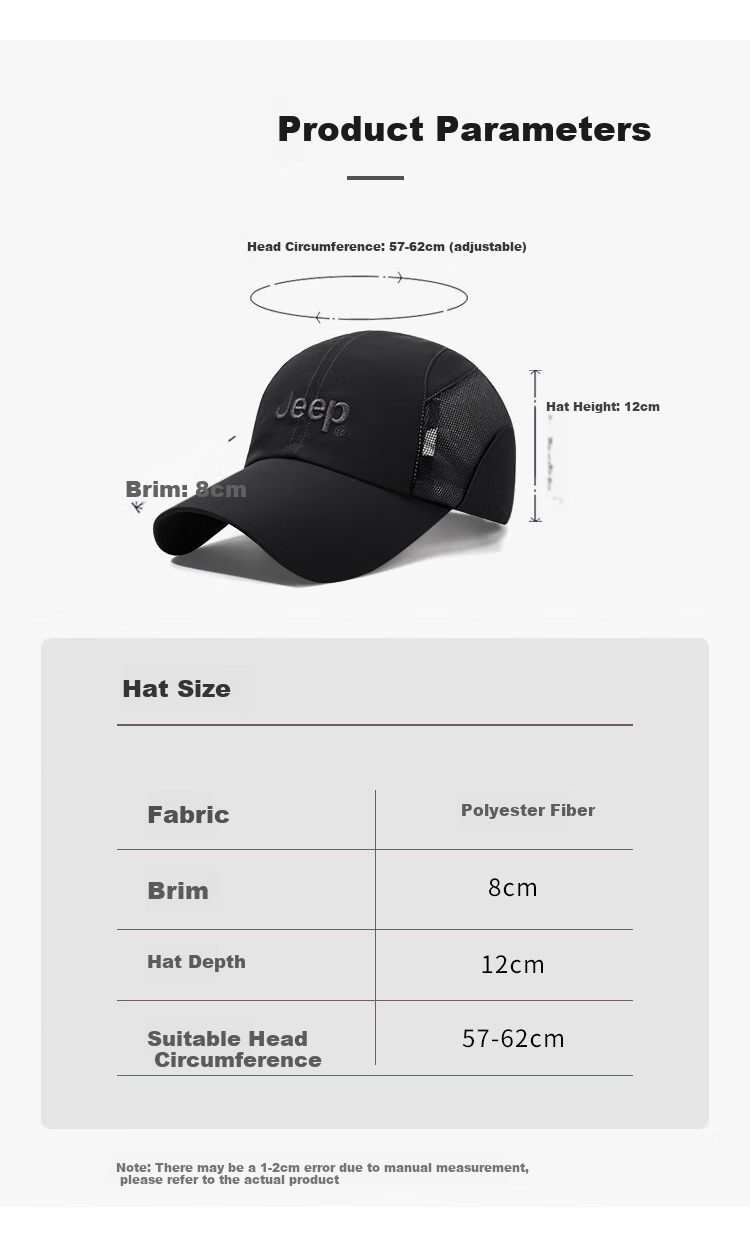 JEEP Men's Baseball Cap, Mesh Quick-Dry Breathable Visor Cap, Sports Outdoor Hiking Sun Hat, Rock Gray 3