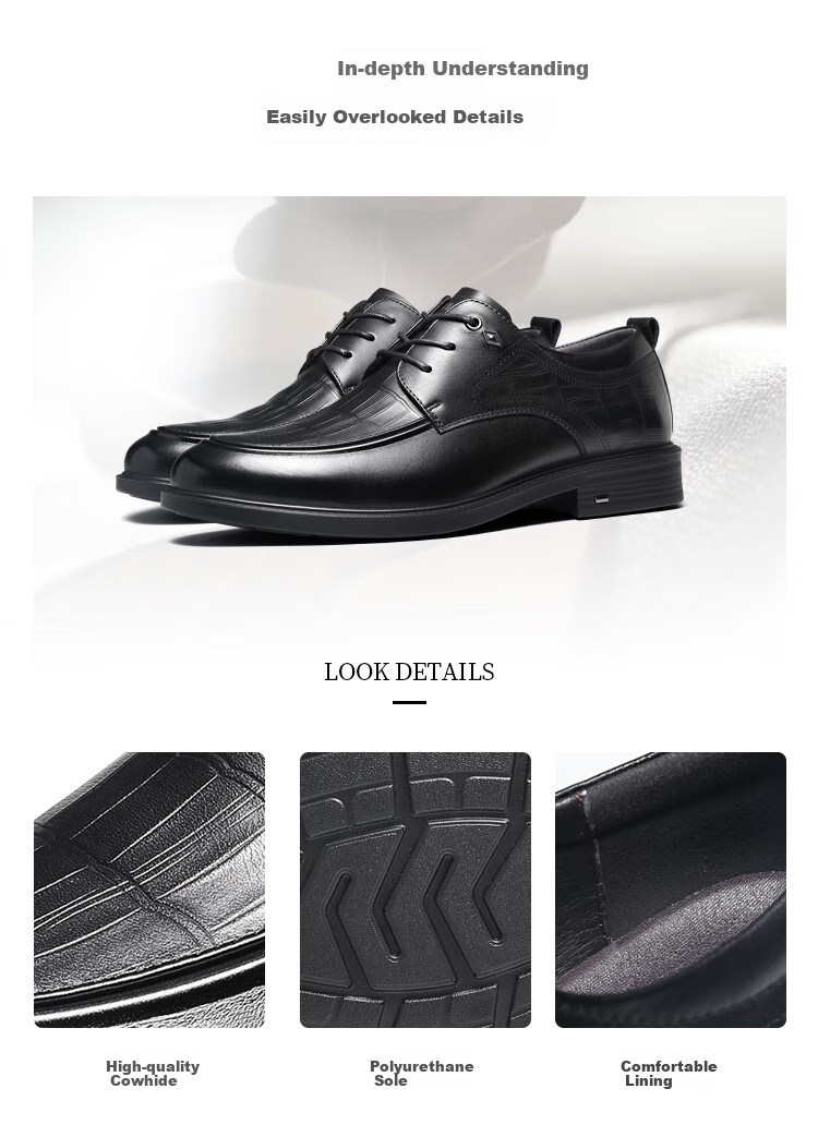 Guizhibu Men's Leather Shoes, Dress Shoes, Business Formal Wear, Genuine Top-Grain Cowhide, 2026 New Style Casual Wedding British Derby Shoes 4