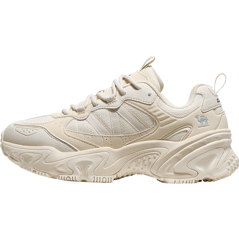 CAMEL Women's Retro Casual Thick-Soled Platform Dad Sneakers K25CX4L4025 Light Beige/Gray Size 38