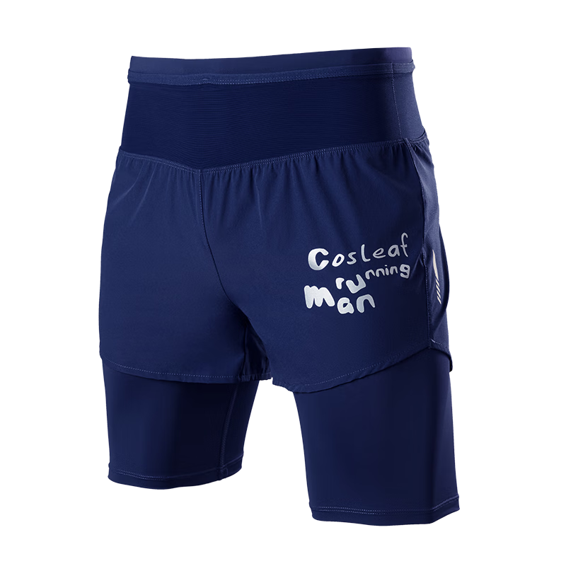 Cosleaf Men's Running Sports Shorts Summer with Liner Training Five-Point Pants Professional Waist Bag Pocket Marathon Fitness Pants