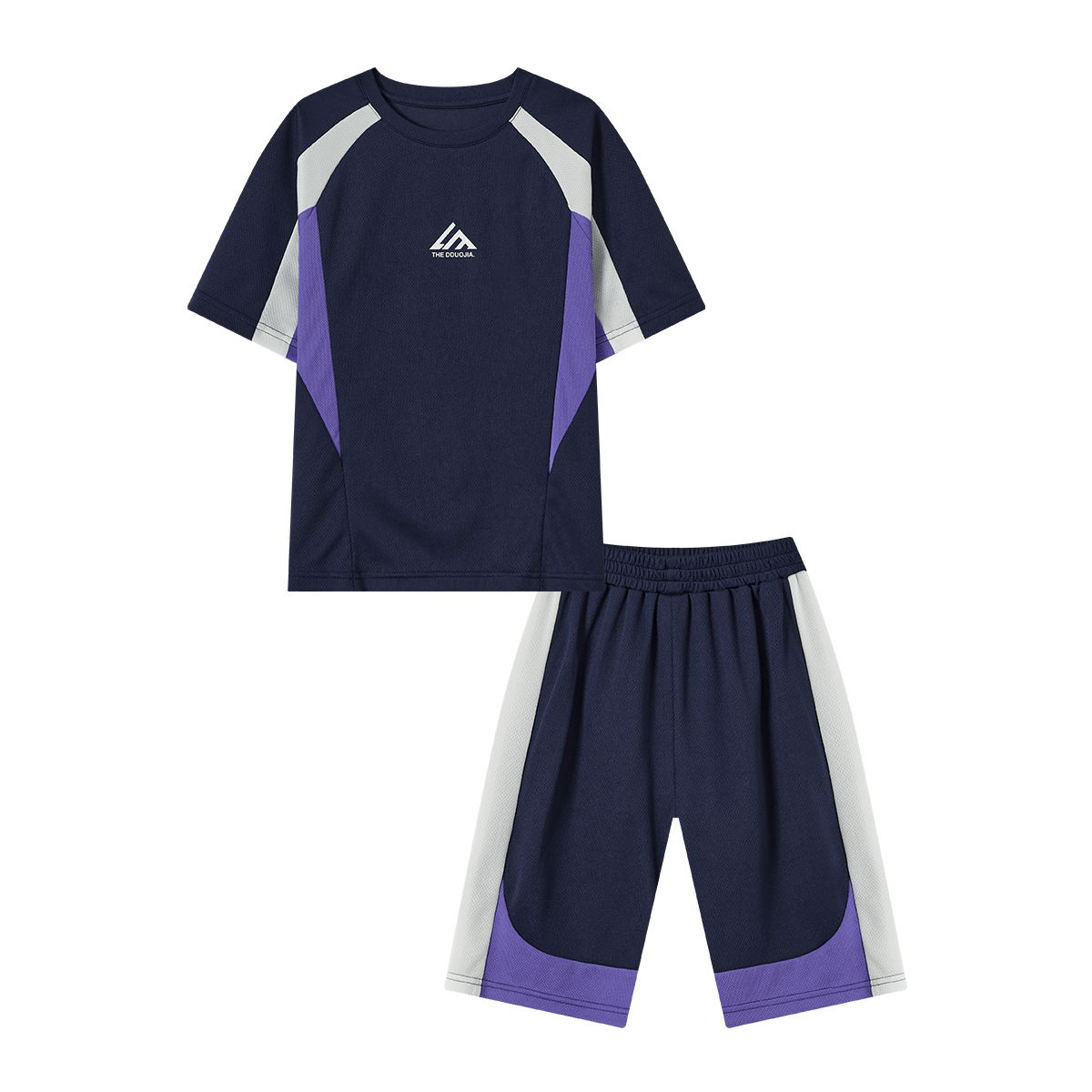 Duoduojia Boys' Trendy Summer Sportswear Set, 2026 New Style Children's Breathable Running T-Shirt And Shorts Two-Piece Suit