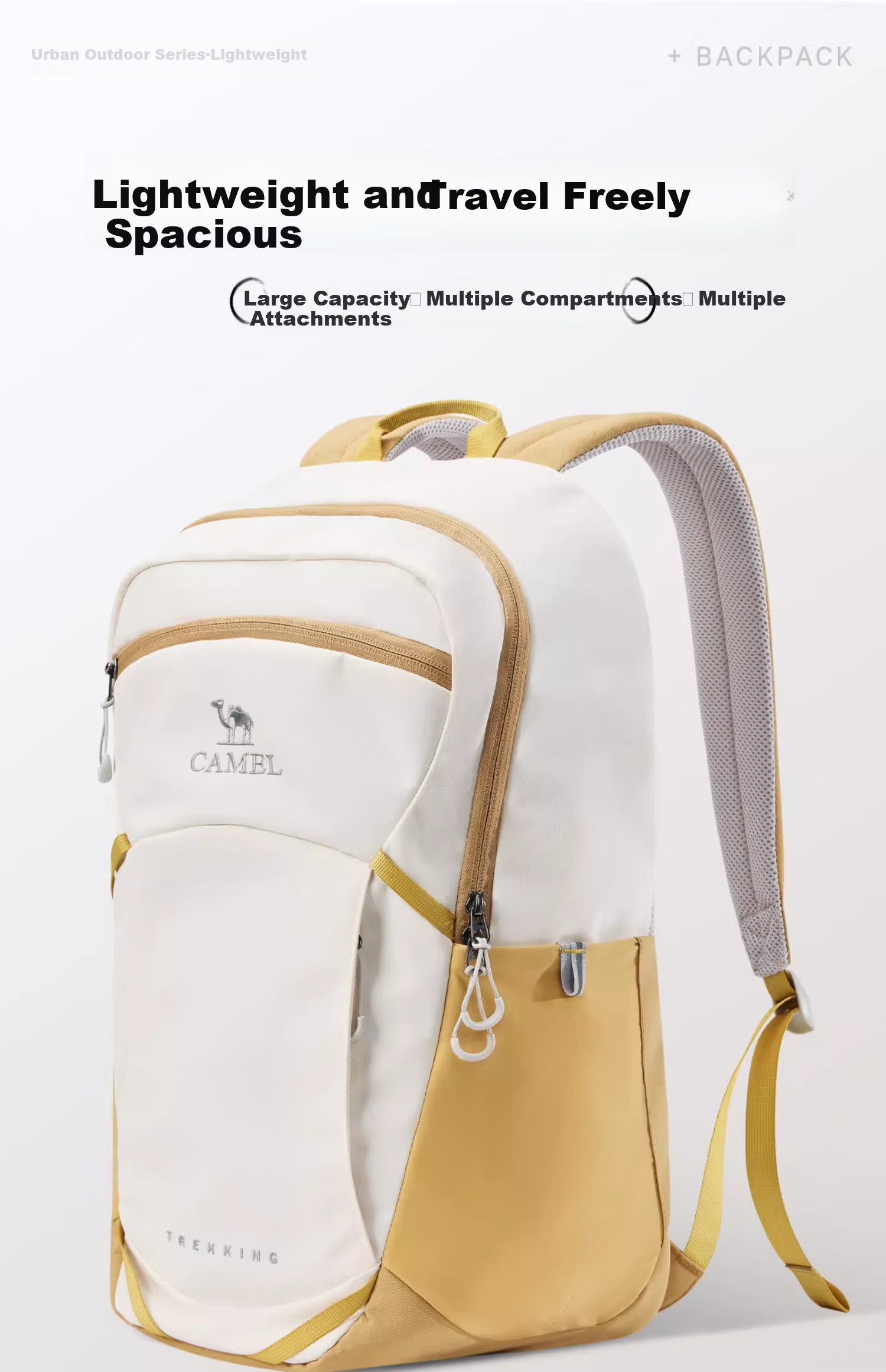 CAMEL Travel Leisure Backpack, Lightweight Women's Travel Backpack, Large Capacity Laptop Bag, Outdoor Hiking Pack 1026 1
