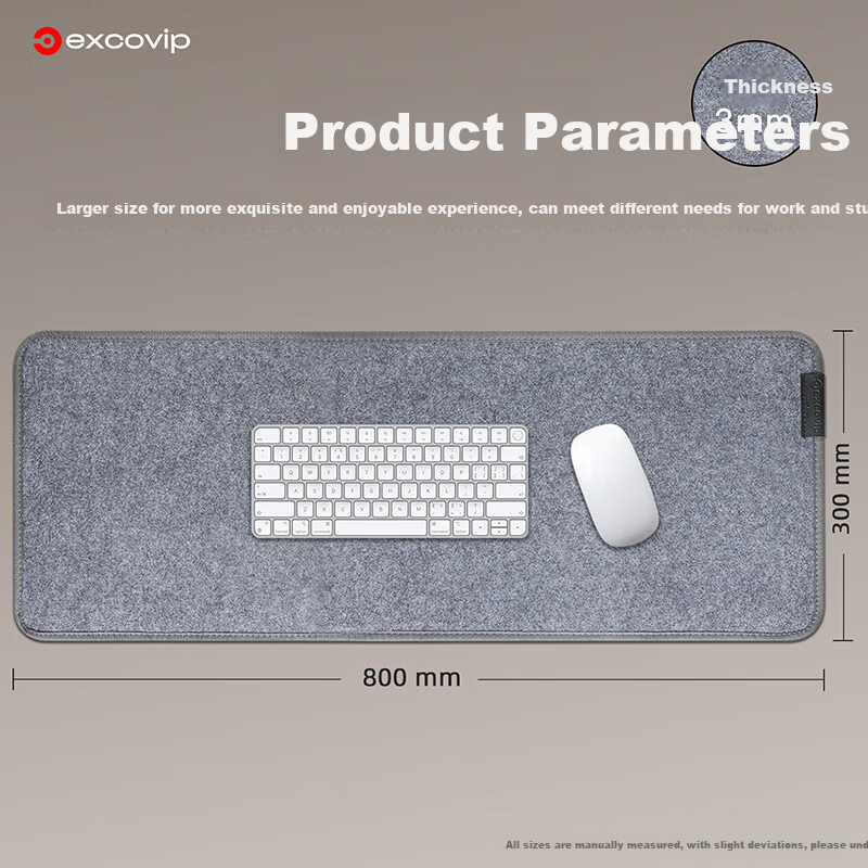 EXCO Edge-Locked Felt Mouse Pad, Computer Desk Mat, Extra Large Desk Mat for Office And Gaming, Wear-Resistant, Non-Slip, Rubber Bottom, Thickened E-Sports Keyboard Pad, 800*300mm, Dark Gray 0384 7