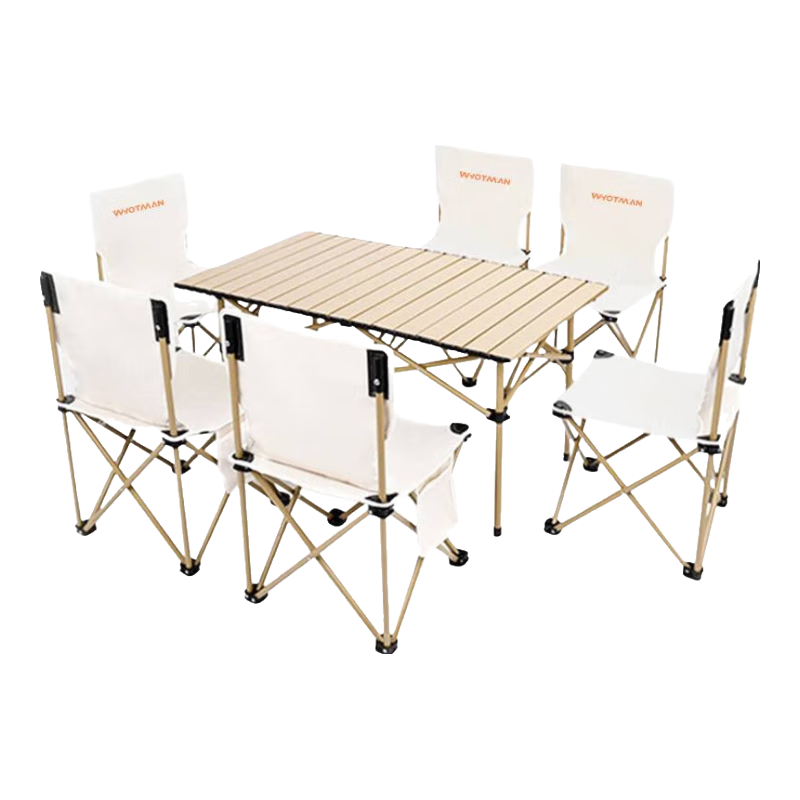 Woteman Outdoor Folding Table And Chair Set, Picnic Camping Lightweight Portable 7-Piece Set for Balcony Fire Pit Tea Brewing Table And Chairs