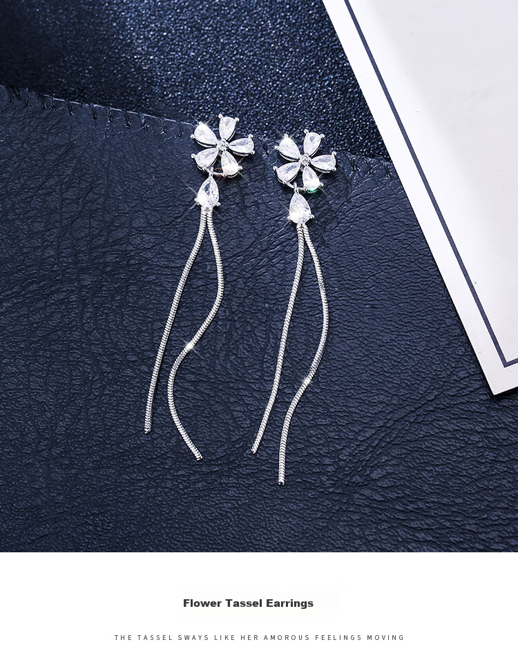 Dijing 925 Silver Long Tassel Earrings, Hoop Earrings, New Style Studs, Birthday Gift for Women, Present for Girlfriend 1