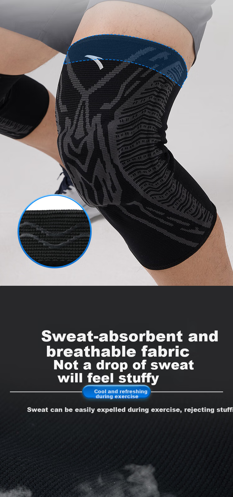 ANTA Sports Knee Brace for Basketball, Running, Badminton, Lightweight Breathable Meniscus Ligament Protective Gear, Gray, Size M, Single Pack 7