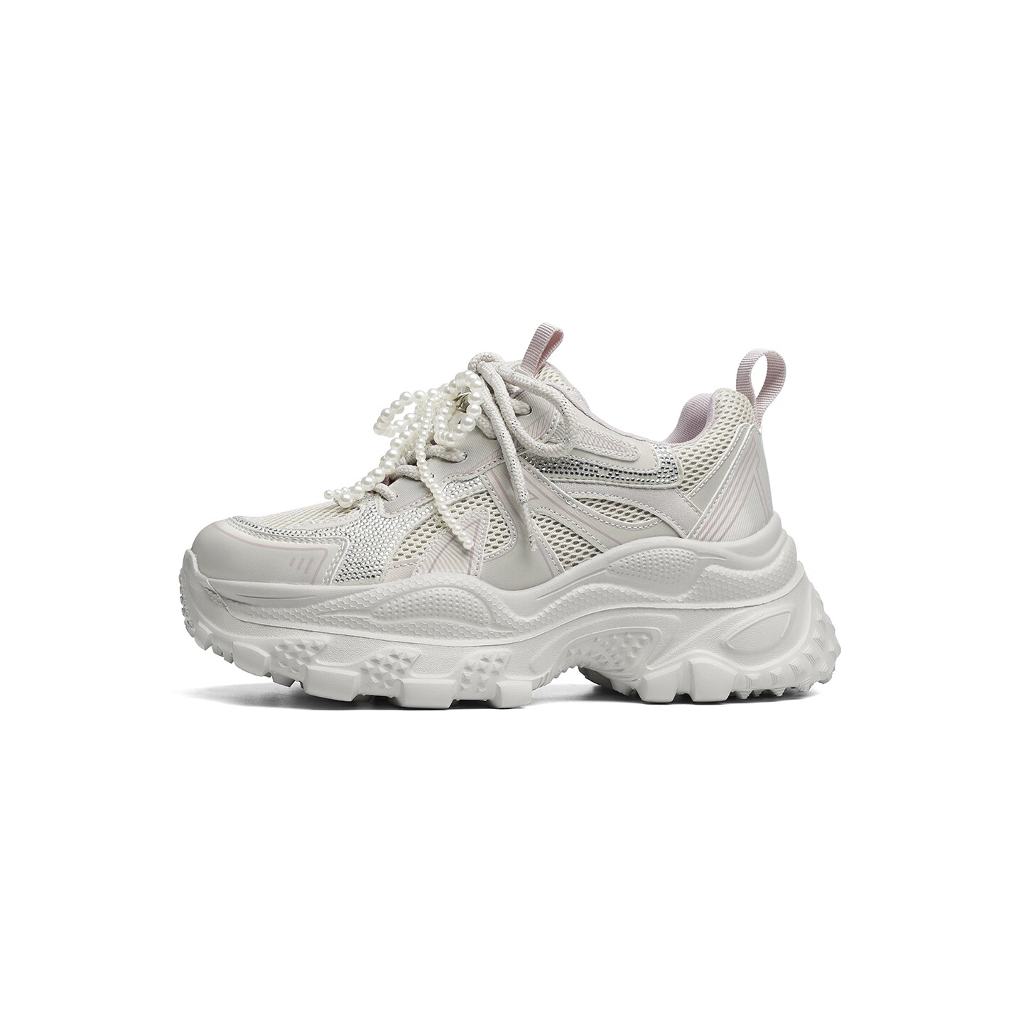 RED DRAGONFLY Women's Dad Sneakers 2025 New Small Size Thick Sole Height Increasing Mesh Lightweight Casual Shoes WTB35258 Gray/Pink Size 37
